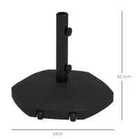 Outsunny Base per Ombrellone 25kg in Cemento e Plastica per Pali da 38-48mm, Ø54x46,5cm, Nero(m-3)