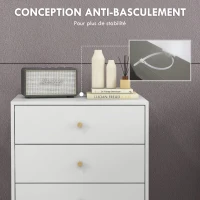 HOMCOM Commode 3 tiroirs Design scandinave Meuble de Rangement Chambre MDF Blanc poignée piètement effilé Bois Massif de pin(m-6)