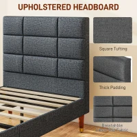 HOMCOM Upholstered Single Bed Frame 161W x 208D x 121Hcm with Slats, Grey(m-4)