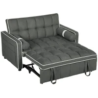 HOMCOM Two-Seater Linen-Look Sofa Bed - Charcoal Grey(m-11)