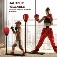 SPORTNOW Sac de frappe vitesse autoportant punching ball hauteur réglable 70-105 cm avec gants et pompe à main(m-5)