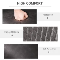 HOMCOM Retro Dining Chair Set of 4, PU Leather Upholstered Side Chairs for Kitchen Living Room with Metal Legs, Grey(m-5)