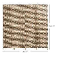 HOMCOM Biombo Separador de Ambientes de 4 Paneles Plegables de Madera de Pino y Fibra de Papel 180x180cm Marrón y Blanco(m-3)
