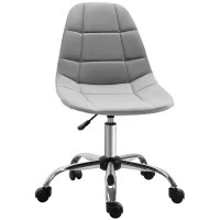 Vinsetto Ergonomic Office Chair with Adjustable Height and Wheels Velvet Executive Chair Armless for Home Study Bedroom Grey(m-14)