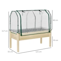 Outsunny Huerto Urbano Elevado de Madera 121x55x117 cm con Cubierta de Protección Mesa de Jardinera para Cultivo Flores Vegetales en Jardín Terraza Color Natural(m-3)