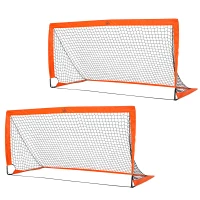 HOMCOM Fußballtor Set, leicht, einfache Montage, Tragetasche, Stahlrohre, 183x90x90 cm, Orange(m-10)