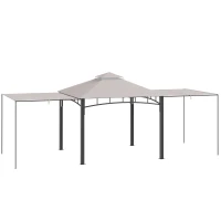 Outsunny Gazebo da Giardino 3x3 m con Tenda Parasole Laterale, Altezza 288 cm, Cachi(m-10)