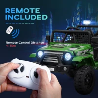 AIYAPLAY 12V Battery Powered Kids Ride-On Car, Electric Truck w/ Spring Suspension, Remote, Music, Horn, Lights, Green(m-7)