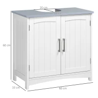 kleankin Pedestal Under Sink Cabinet with Double Doors, Modern Bathroom Vanity Unit, Storage Cupboard with Adjustable Shelves, White(m-3)
