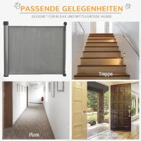 PawHut 140cm Treppenschutzgitter ausziehbar Türschutzgitter Roll einhand-bedienung Türgitter Treppenschutz Absperrgitter für Hund Türschutz Grau(m-7)