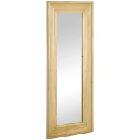 HOMCOM Wandspiegel 150 cm x 60 cm x 4,5 cm Ganzkörperspiegel Spiegelglas Tannenholz Natur(m-7)