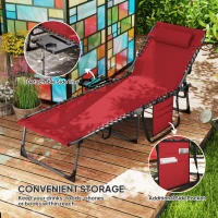 Outsunny Five-Position Reclining Sun Lounger - Red(m-6)