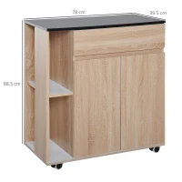 HOMCOM Carrello da Cucina con Ruote, Carrello Cucina con Cassetti Armadietto in Legno Truciolato 78x39.5x88.5cm(m-3)