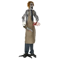 HOMCOM Halloweendeko, Kettensägenmörder, beweglich, Motorsägensound, Schaltautomatik, 1,70 m(m-10)