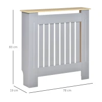 HOMCOM Mobile Copricalorifero in MDF e Legno Truciolare, Design a Doghe con Mensola Superiore, 78x19x83cm, Grigio(m-3)