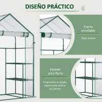 Outsunny Invernadero de Jardín con 4 Estantes 1 Puerta con Cremallera para Cultivo de Plantas Flores 142x73x195 cm Verde(m-5)