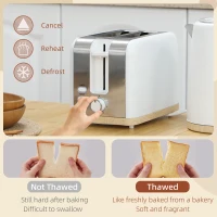 HOMCOM Stainless Steel Kettle and Toaster Set, 1.7L 3000W Fast Boil Kettle & 2 Slice Toaster Kitchen Set with 7 Level Browning Controls, Defrost, Reheat, Auto Off, Boil-dry Protection, White(m-5)