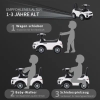 HOMCOM Kinderfahrzeug Rutschauto Lauflernhilfe mit Hupe Stauraum PP Weiß 62 x 28 x 41,5 cm(m-7)