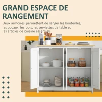 HOMCOM Desserte îlot de cuisine avec 2 tabourets plan de travail rabattable 2 placards avec 4 portes design moderne blanc(m-6)