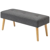 HOMCOM Multifunctional Bed End Bench Tufted Upholstered Shoe Bench Ottoman Footstool Linen Fabric for Entryway Living Room Grey(m-11)
