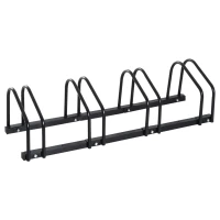 HOMCOM Bike Stand Parking Rack Floor or Wall Mount Bicycle Cycle Storage Locking Stand (4 Racks, Black)(m-1)