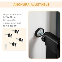 PawHut Barrera de Seguridad para Perros Extensible 75-103cm Barrera Escaleras Puertas con 2 Extensiones Cierre Automático Negro(m-6)