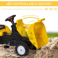 HOMCOM Kids Ride on Tractor No Power Pedal Go Kart with Manual Control Bucket for 3-6 Years Old(m-5)
