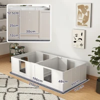 PawHut Two Room Design, Whelping Box for Dogs with Whelping Pad, Clear Panels, Adjustable Entrance, for Medium Dogs, 196 x 96cm(m-3)