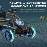 HOMCOM Kart à pédales pour enfant siège réglable 3 positions frein à main enfant de 5 à 12 ans bleu noir(m-6)