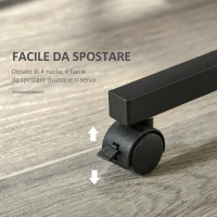 HOMCOM Tavolino da Salotto Stile Industriale, Altezza Regolabile e 4 Ruote con Freno, 80x40x60-75cm(m-7)