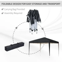 Outsunny 3 x 3M Garden Pop Up Gazebo Height Adjustable Marquee Party Tent Wedding Canopy with Carrying Bag, Black(m-5)