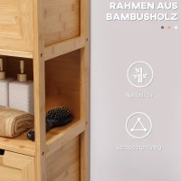 kleankin Badezimmerschrank aus Bambus, 1 Regal, 2 Schubladen, 30 cm x 30 cm x 90 cm; Natur(m-5)