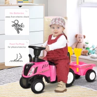 HOMCOM Ride-On Tractor, Toddler Walker, Foot-to-Floor Slide, for Ages 1-3 Years - Pink(m-5)