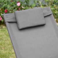 Outsunny 2PCs Outdoor Garden Rocking Chair, Patio Sun Lounger Rocker Chair with Breathable Mesh Fabric, Removable Headrest Pillow, Armrest, Side Storage Bag, Grey(m-9)