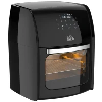 HOMCOM Freidora sin Aceite 3 en 1 12L 1800W Horno de Aire Deshidratador con 8 Programas Pantalla Digital 35x33,5x40 cm Negro(m-1)