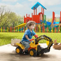 HOMCOM Escavatore Giocattolo per Bambini (max. 30 kg) con Braccio Mobile, Canestro e Palline Colorate, Giallo e Nero(m-2)