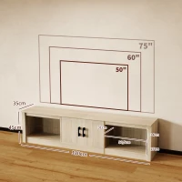 HOMCOM Mueble de TV Moderno Mueble de TV para Salón con Luces LED RGB y Estantes de Vidrio Abiertos 180x35x45 cm Roble(m-3)