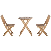 Outsunny Bistro-Set Balkon-Set Balkontisch mit Stühlen, Massivholz, wetterbeständig, 60 cm x 60 cm x 74 cm, Braun(m-10)