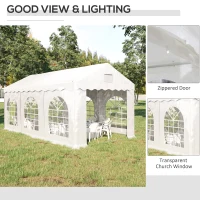 Outsunny 3 x 6 m Marquee Gazebo with Sides, Party Tent Canopy & Carport Shelter for Outdoor Event, Wedding, White(m-5)