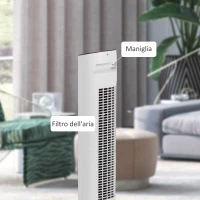 HOMCOM Ventilatore a Colonna con Telecomando e 3 Velocità, Timer 15 Ore, Oscillazione e Modalità Notte, Bianco(m-8)