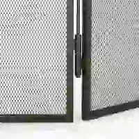 HOMCOM Salvachispas para Chimenea de 3 Paneles Pantalla para Chimenea Plegable de Metal 96x1,3x56 cm Negro(m-8)