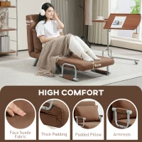 HOMCOM 4-in-1 Faux Suede Chair Bed - Coffee(m-6)