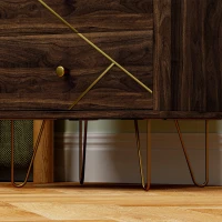 HOMCOM Bedside Tables Set of 2, Modern Side Table Set with 2 Drawers and Steel Hairpin Legs, Nightstand for Bedroom, Brown Wood Grain(m-9)