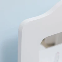 ZONEKIZ Set Toeletta per Bambini con Tavolo Trucco e Sgabello, Specchio e 2 Cassetti, Bianco e Colore Legno(m-8)