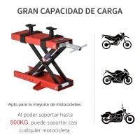 DURHAND Plataforma Elevadora para Motocicletas Carga Máxima 500 kg con Altura Ajustable de 19-53 cm Soporte de Moto para Aparcar o Reparar Taller Garaje Negro y Rojo(m-5)