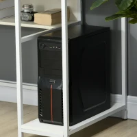 HOMCOM Computer Desk with Storage, 120 x 60cm Home Office Desk with 2 Shelves and Steel Frame, Writing Table for Living Room, Study, White(m-9)