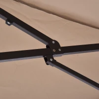 Outsunny Doppelsonnenschirm 455 x 270 cm Gartenschirm mit Handkurbel oval stabil Metallstange Marktschirm Doppelsonnenschirm Terrassenschirm Sonnenschutz für Strand Balkon Terrasse Garten Hellkaffee(m-9)