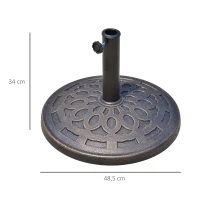 Outsunny Sonnenschirmständer aus Harz 14kg Schirmständer Griffe, Rund Schirmhalter, Schirmgewicht für Sonnenschirm 38mm/48mm Rohrdurchmesser, für Balkon, Terasse, Garten, Bronze(m-3)