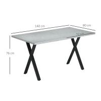 HOMCOM Esstisch, Küchentisch, Tischplatte in Steinoptik, Stahlbeine, 140 x 80 x 76 cm(m-3)