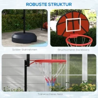 SPORTNOW Basketballständer, höhenverstellbar, Magnet-Dartscheibe, 98-148cm, Schwarz(m-7)